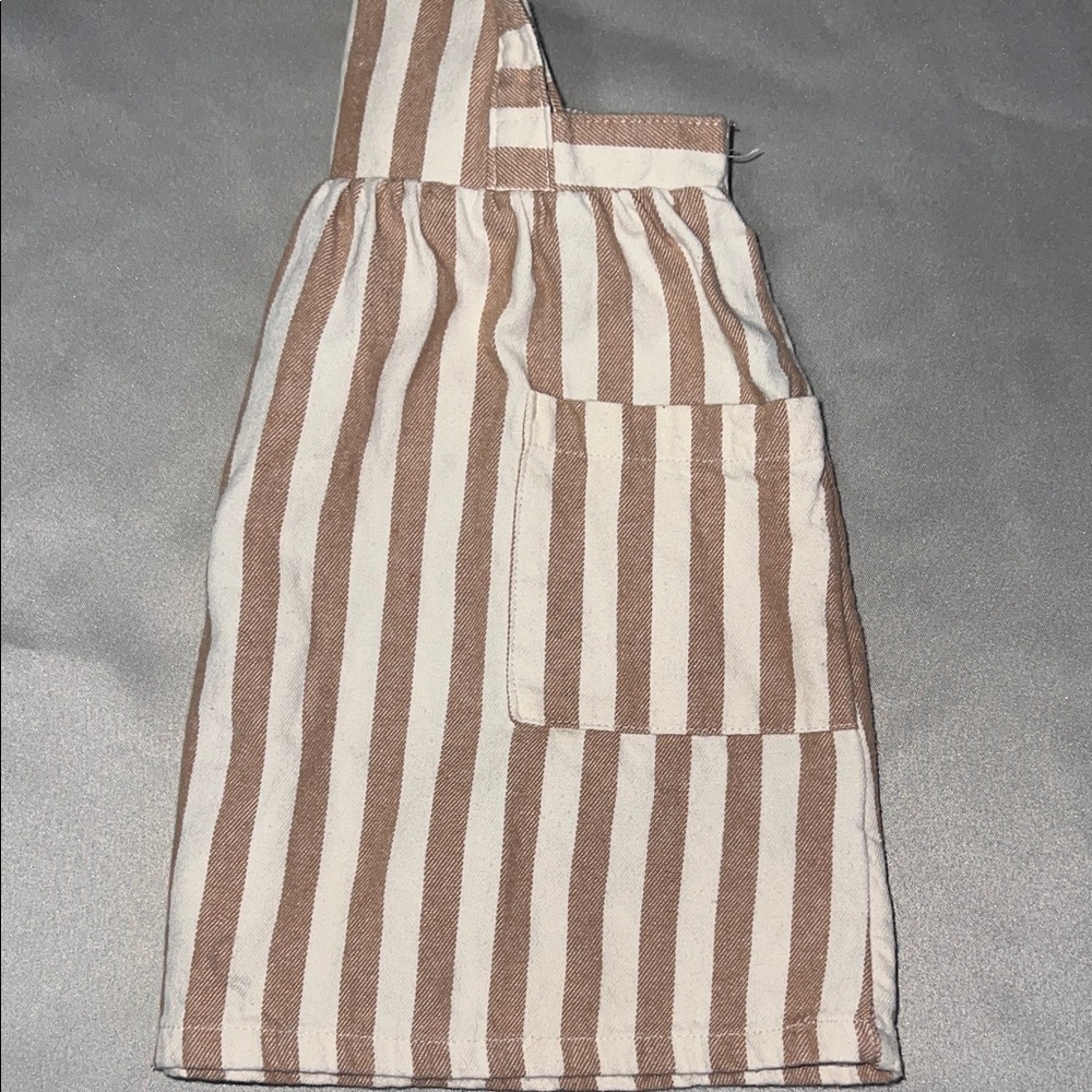 Wonder Nation Tan and White Striped Kids Overalls - Picture 5 of 6